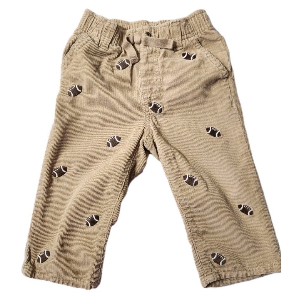 Gymboree 2013 Khaki Cordurory Embroidered Footbaall Pants Size 12-18 Mo...‎